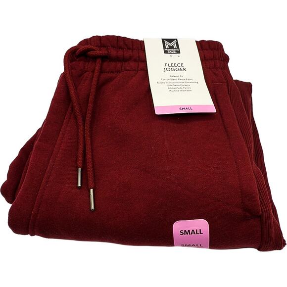 New Member's Mark Relaxed Fit Soft Fleece Jogger Dark Red Women's Small NWT - Picture 5 of 7
